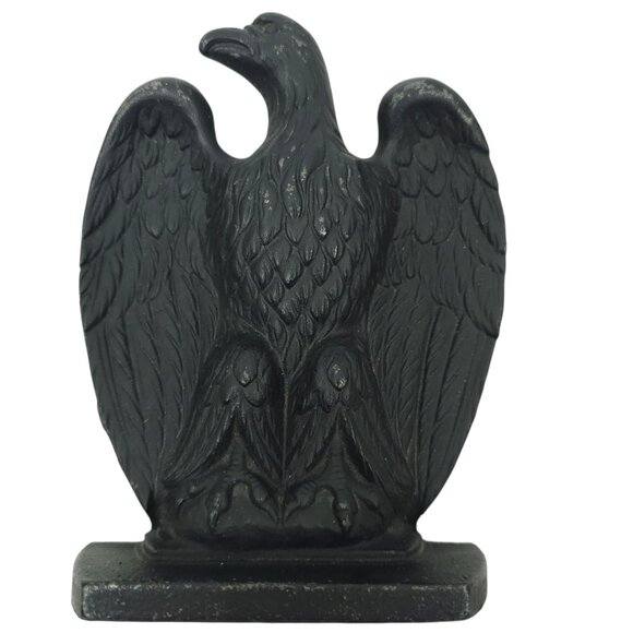 Cast Iron Eagle Bookends Pair Black Vintage Americana Heavy Patriotic Doorstop - Picture 3 of 12